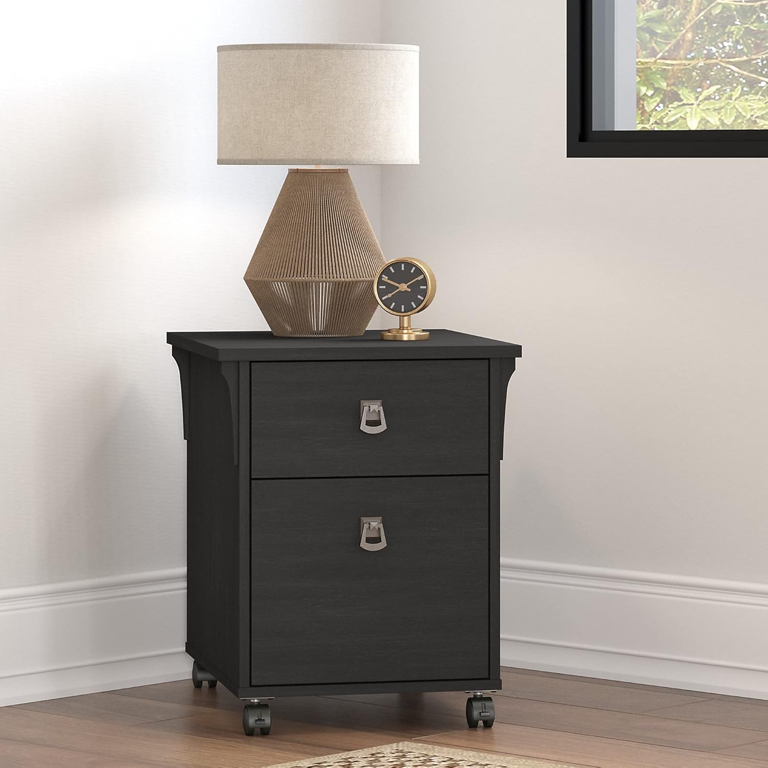 Bush Furniture Salinas 2 Drawer Mobile File Cabinet, Vintage Black
