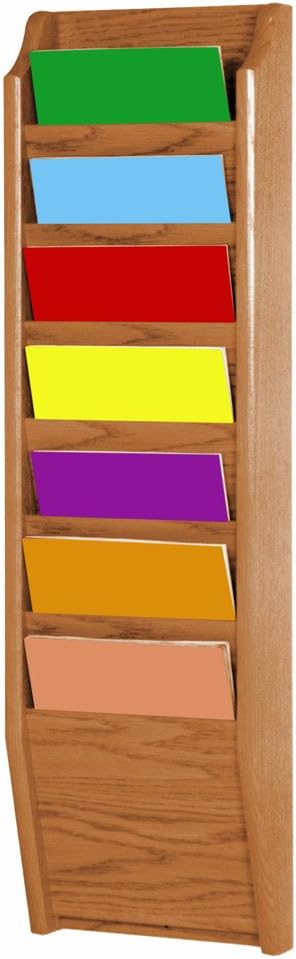 Wooden Mallet 7-Pocket Cascade Magazine Rack, Light Oak