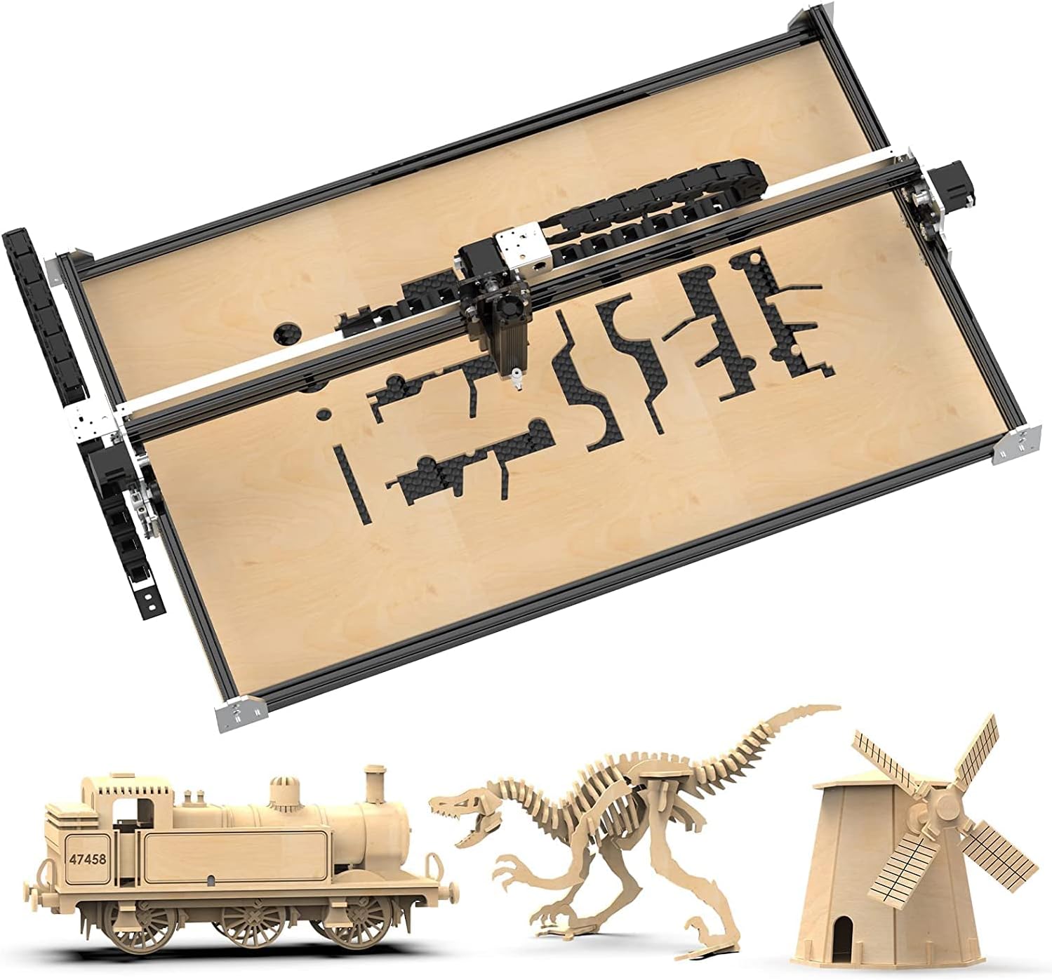 NEJE 3 Max Engraving Machine,CNC Engraver,E30130 Engraver Module 5.5W Output with Air Assist,Cutter for Plywood,Unfinished Wood,App Control NEJE,Lightburn,GRBL,Upgrade M8+M7 Auto Function,460x810 mm