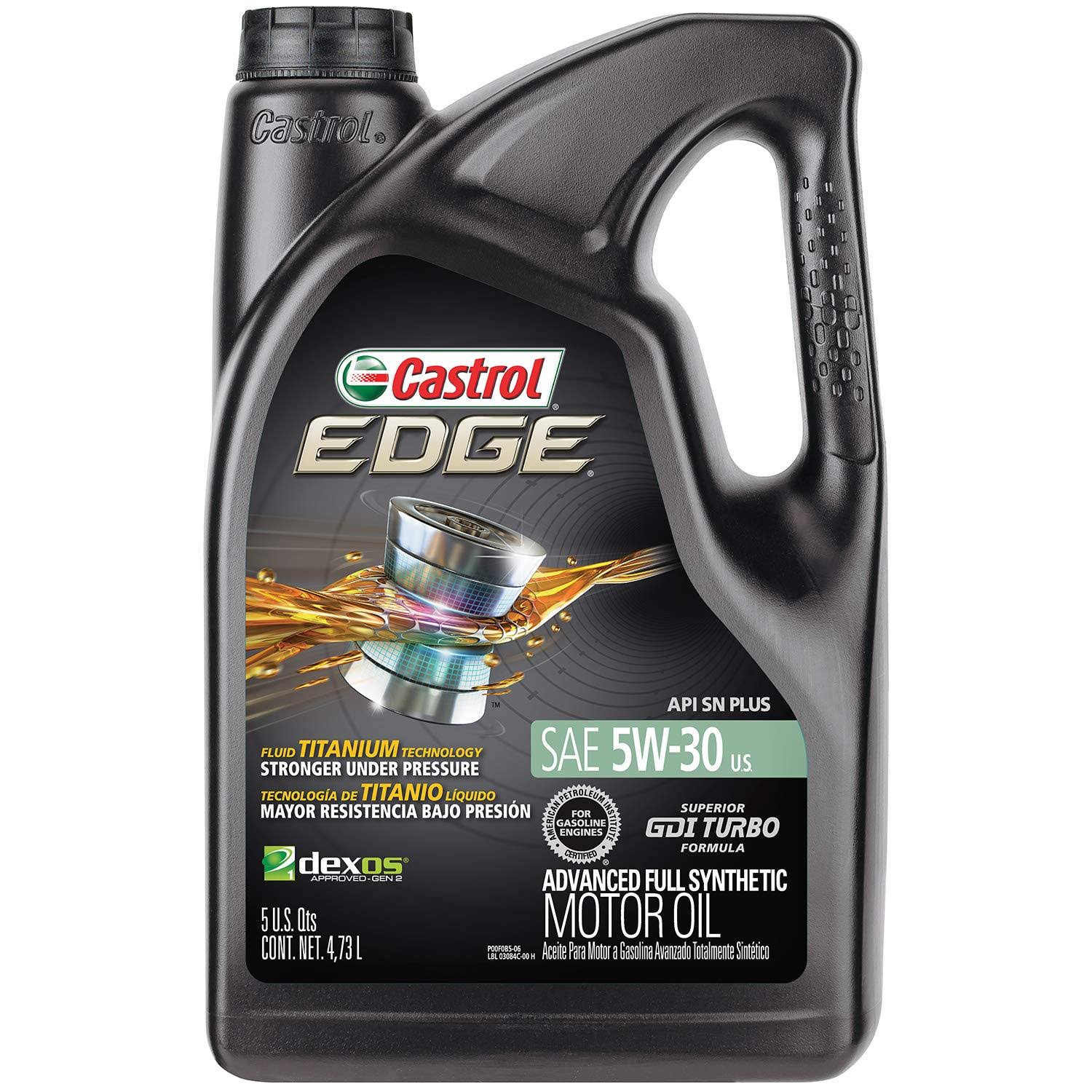 Castrol 03084 Edge 5W-30 Advanced Full Synthetic Motor Oil, 5 Quart, 3 Pack