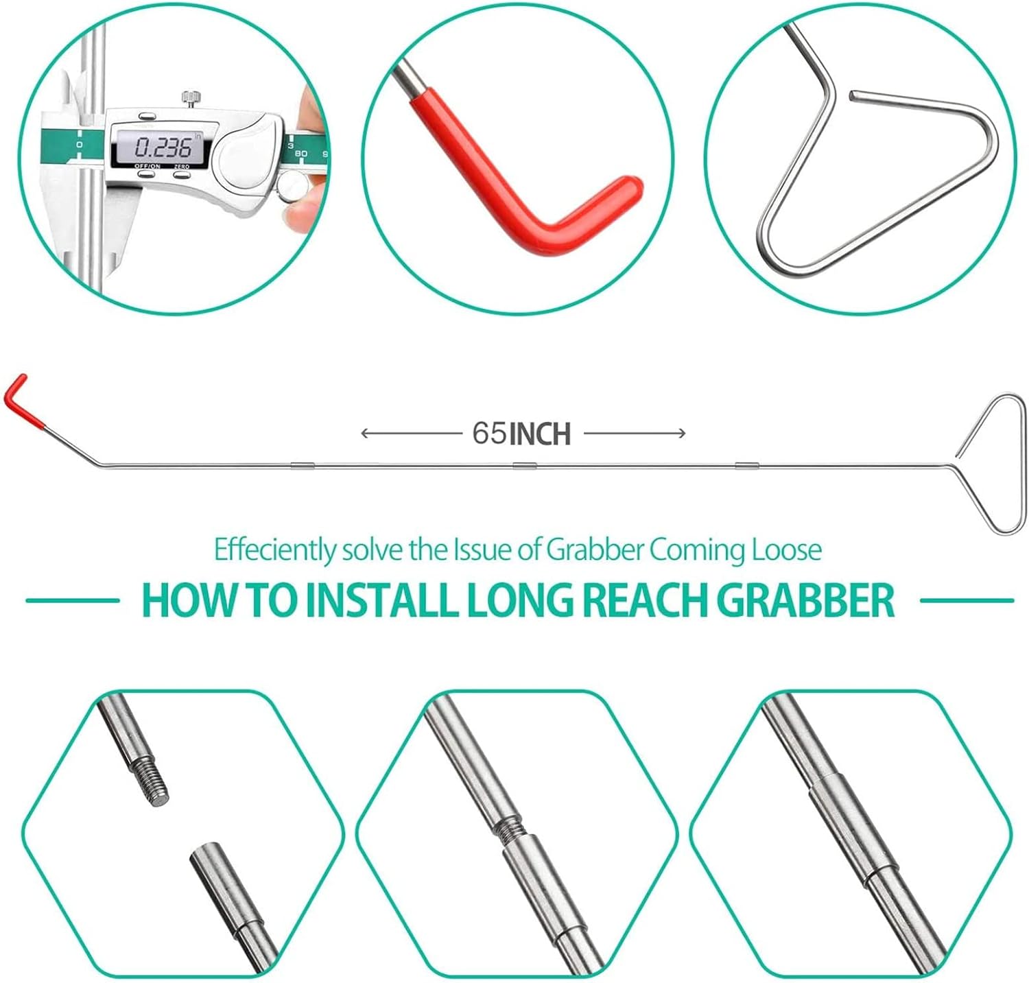 Professional Emergency Car Tool Kits, Long Reach Grabber with Non Marring Wedge, Air Pump Bag, Multi-Function Out Tool Set 12PCS