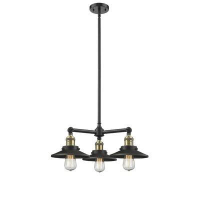 Gault 3 - Light Shaded Classic Chandelier Breakwater Bay Finish: Black Antique Brass, Shade Color: Matte Black