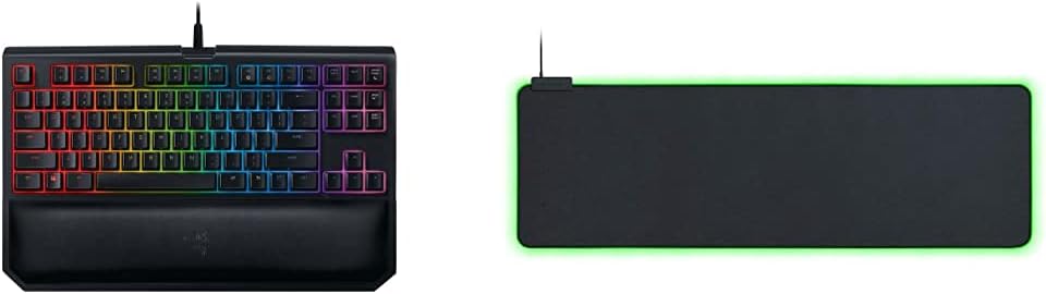 Razer BlackWidow TE Chroma v2 TKL Tenkeyless Mechanical Gaming Keyboard: Yellow Key Switches, Linear & Silent, Chroma RGB Lighting, Magnetic Wrist Rest, Programmable Macros, Classic Black