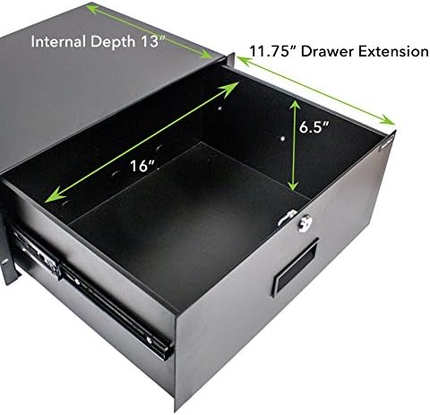 NavePoint Server Cabinet Case 19 Inch Rack Mount DJ Locking Lockable Deep Drawer with Key 4U