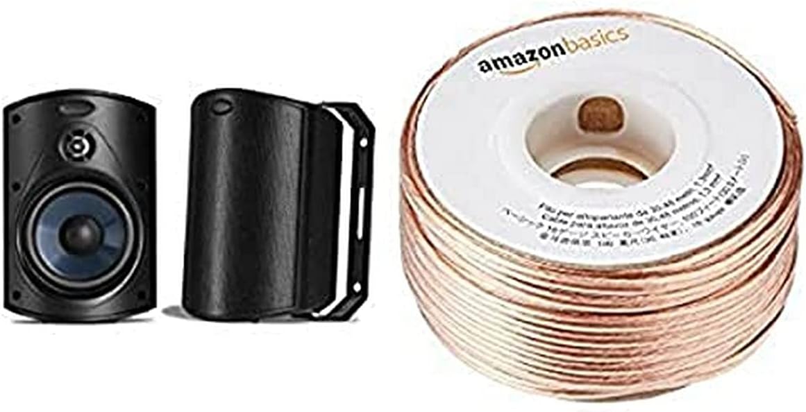 Polk Audio Atrium 4 Outdoor Speakers with Powerful Bass (Pair, Black), All-Weather Durability, Broad Sound Coverage, Speed-Lock Mounting System