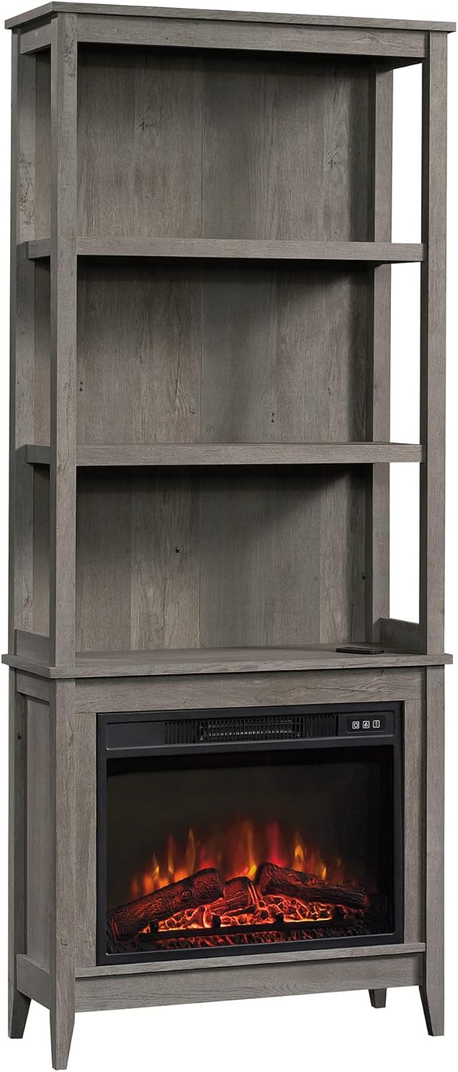 Sauder Library Fireplace, Vintage Oak Finish