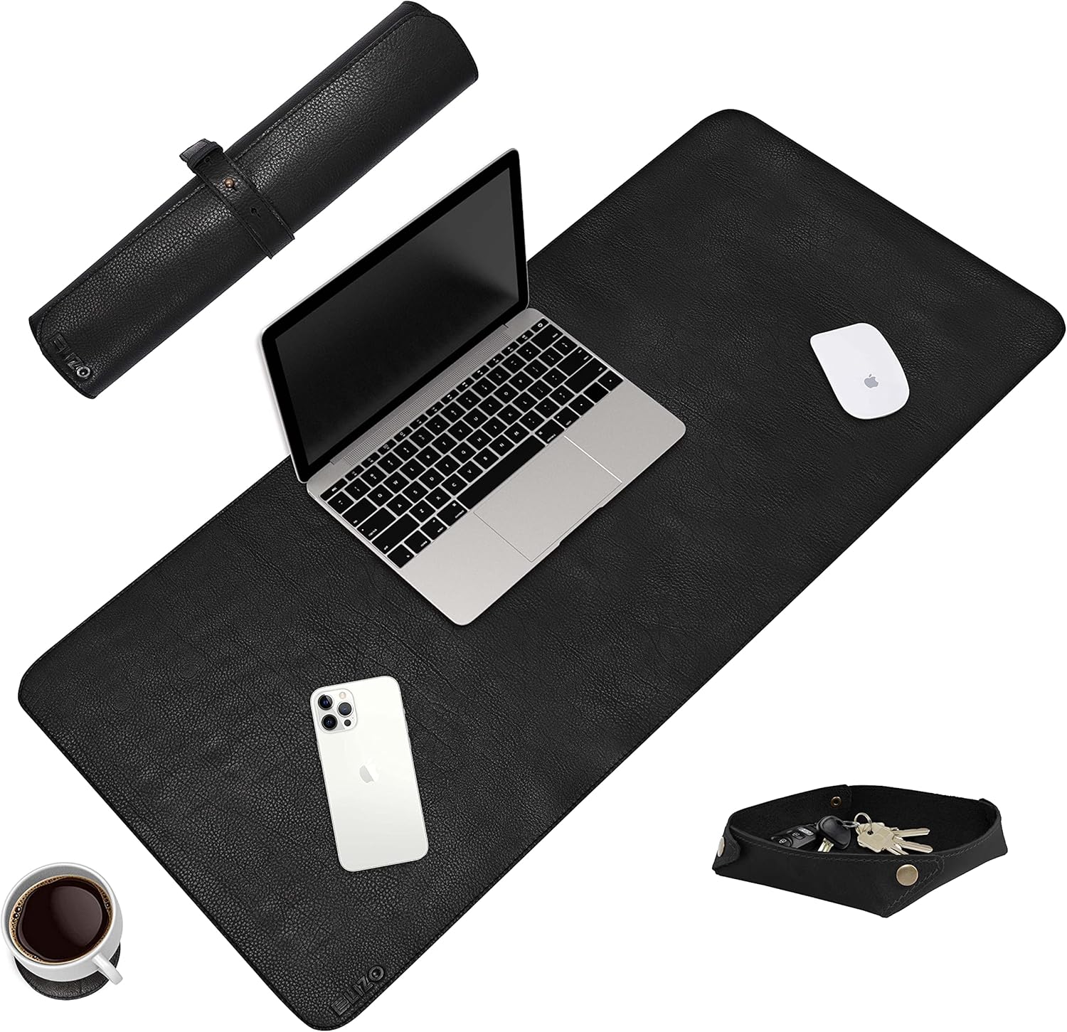 Leather Desk Pad Desk Accessories &ndash; Large Leather Desk Mat Desk Blotter Pad, 32 x 16 Inch Genuine Leather Desk Pad for Keyboard and Mouse, Desk Protector Desk Organizer Gaming Desk Pad Leather Tray