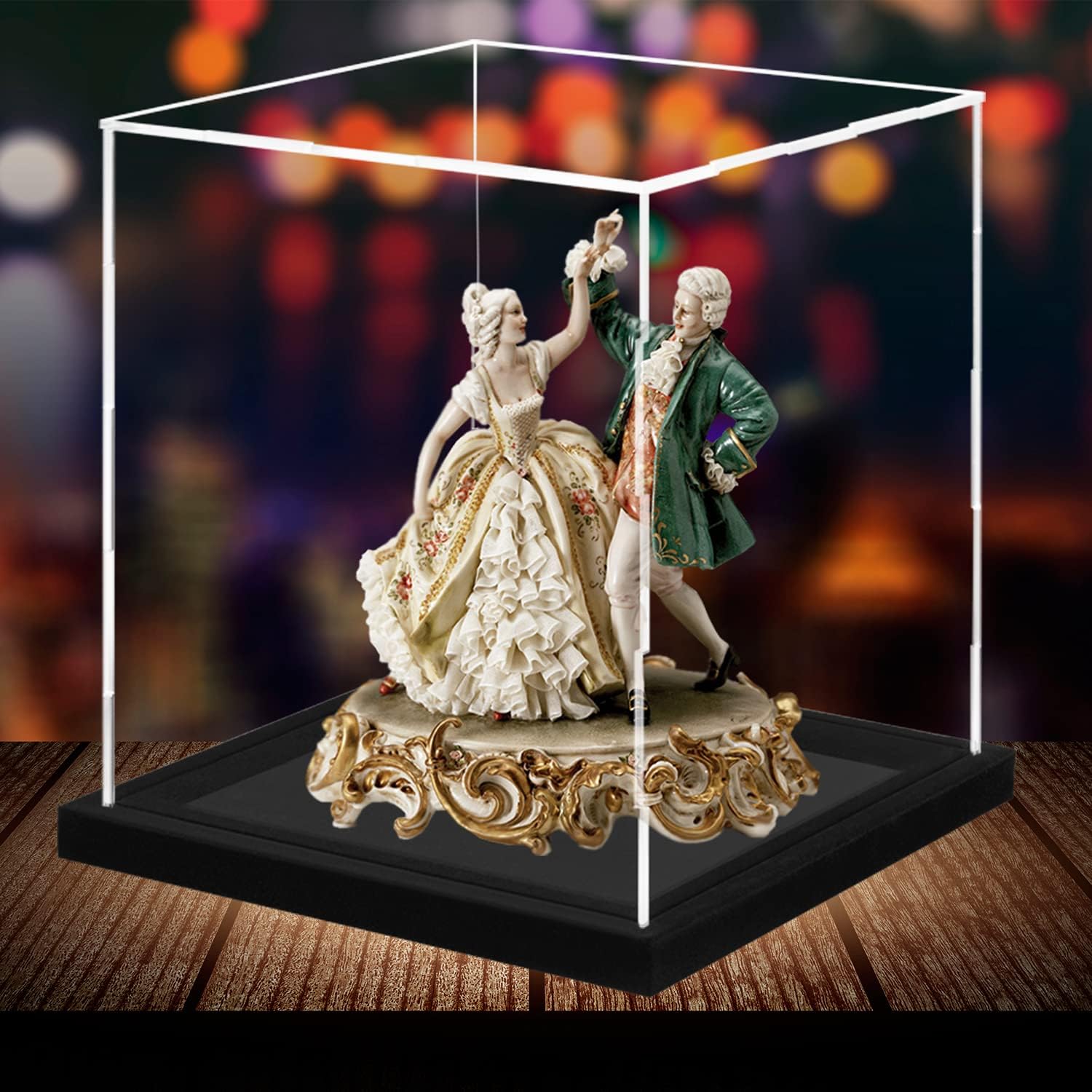 hopeme Acrylic Box with Black Velvet Stand and Lid,Clear Acrylic Display Cases for Collectibles, Self-Assembly Dustproof Countertop Box for Toys and Collections (14.5x11x11 inch) Pack of 2