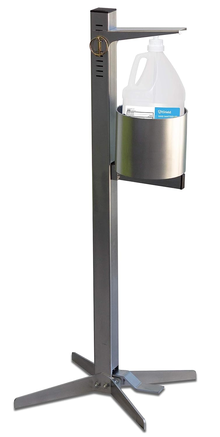 Industrial Hand Sanitizer Stand - Pedal Activated - All Mechanical - Universal Bottle Fit - Built to Last - Easy Assembly and Maintenance (1 Unit)