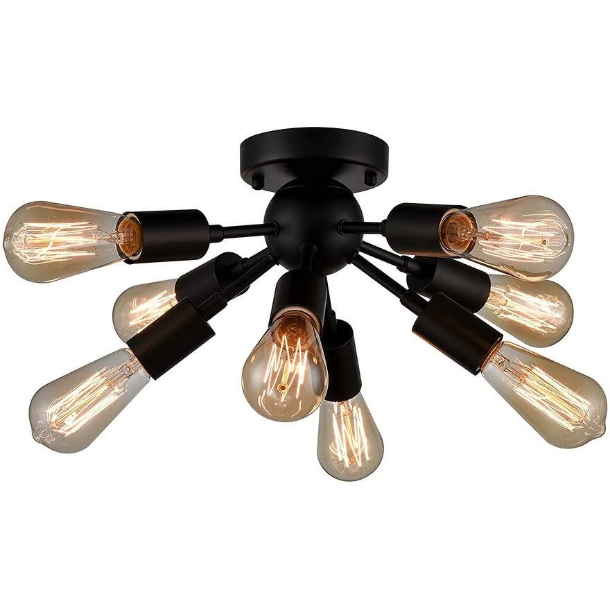 Firenze Sputnik Sphere Chandelier 8-Light Flush Mount Ceiling Light (Black)