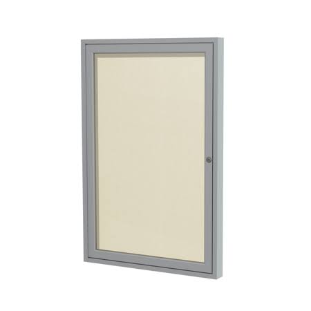 PA12418VX-185 Ghent 1 Door Enclosed Vinyl Bulletin Board with Satin Frame Wall Mounted TackBoard, 60cm H x 46cm W, Ivory