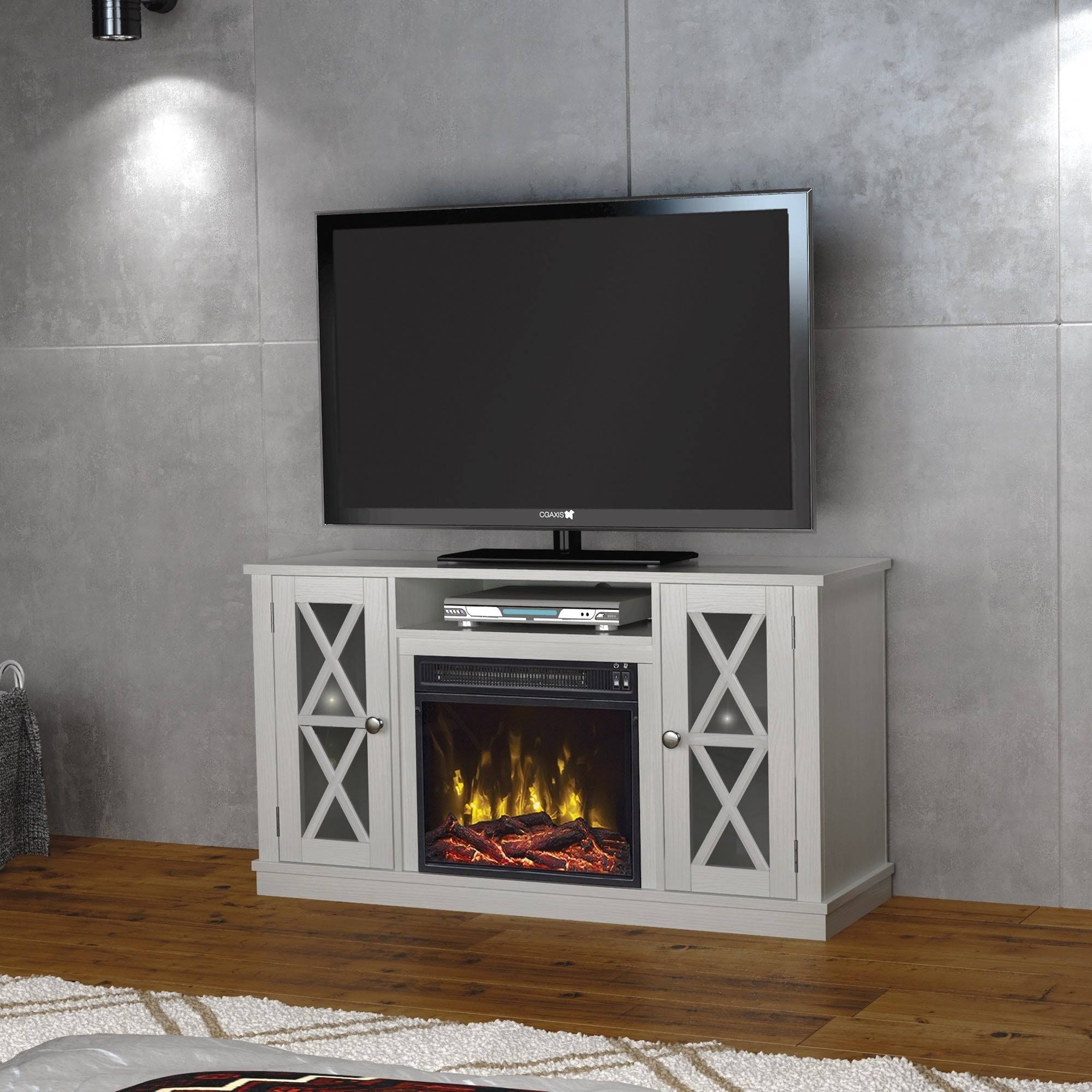 Bayport 18MM6092-PT85S TV Stand with Electric Fireplace - White