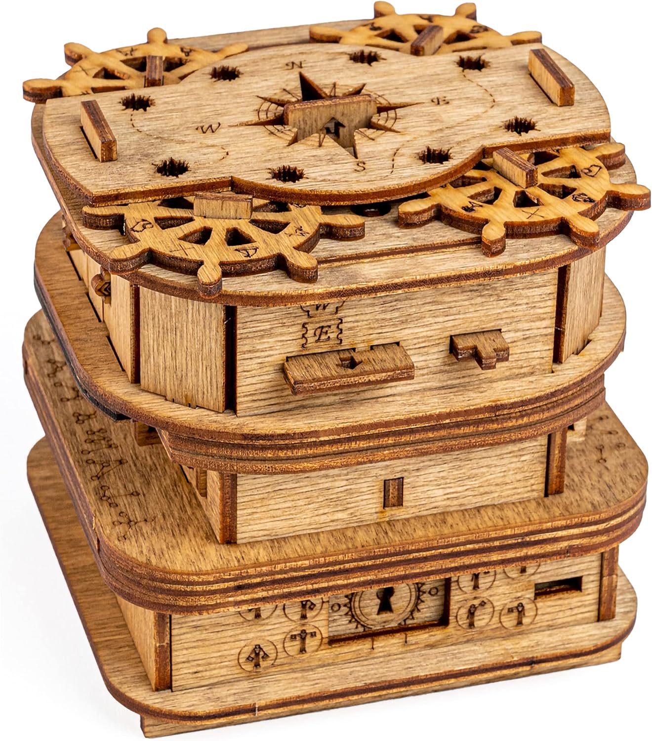 iDventure Cluebox Escape Room in a Box -Davy Jones Locker - Escape Game - Smart Wooden Puzzle - Unique Puzzle Games - Escape Box Games Adults - Puzzle Box for Kids (14+) - Brainteaser with a Secret Pack of 2