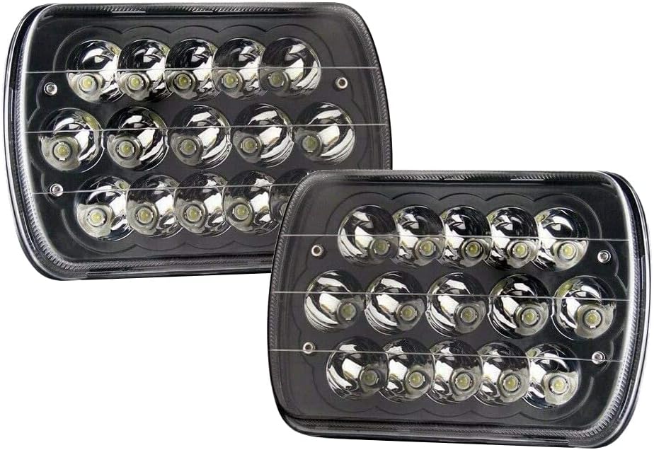 AMUNIESUN 2PC 45w Rectangle 7x6 5x7 Led Headlights 6052 6054 H5054 H6054 Hi/Low Sealed Beam Replacement For Chevy Express Cargo Van 1500 2500 3500 Jeep Wrangler Toyota Pickup Dodge Ram Pack of 2
