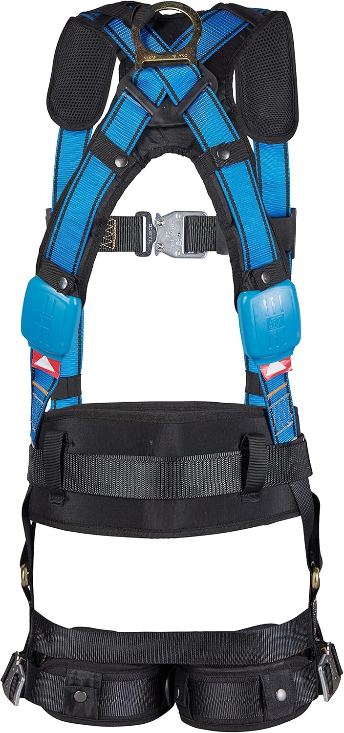 Tractel FMT95M elastrac Construction, Fall Arrest Safety Harness, M, Tool Belt, Back/Sternal/Side D-Rings