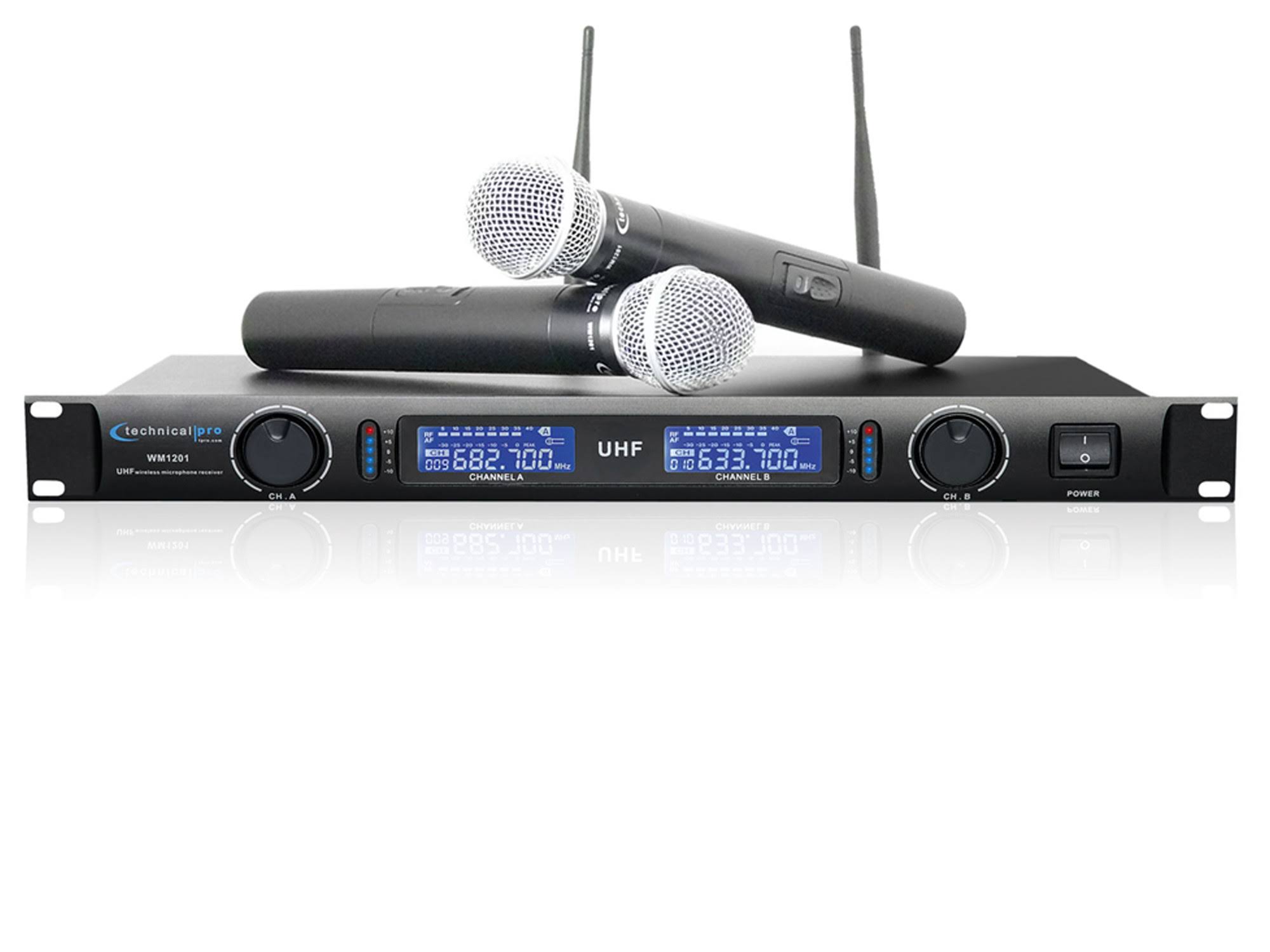 Technical Pro Professional UHF Dual Wireless Microphone System- Black