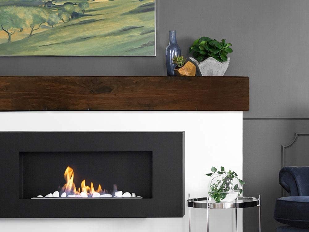 Dakota Floating Fireplace Pine Wood Mantel Shelf - Mocha Color 36
