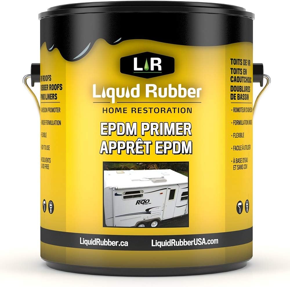 L R Liquid Rubber EPDM Rubber and RV Roof Primer - Weatherseal Camper and Trailer Roofing Coating 1 Gallon Pack of 2