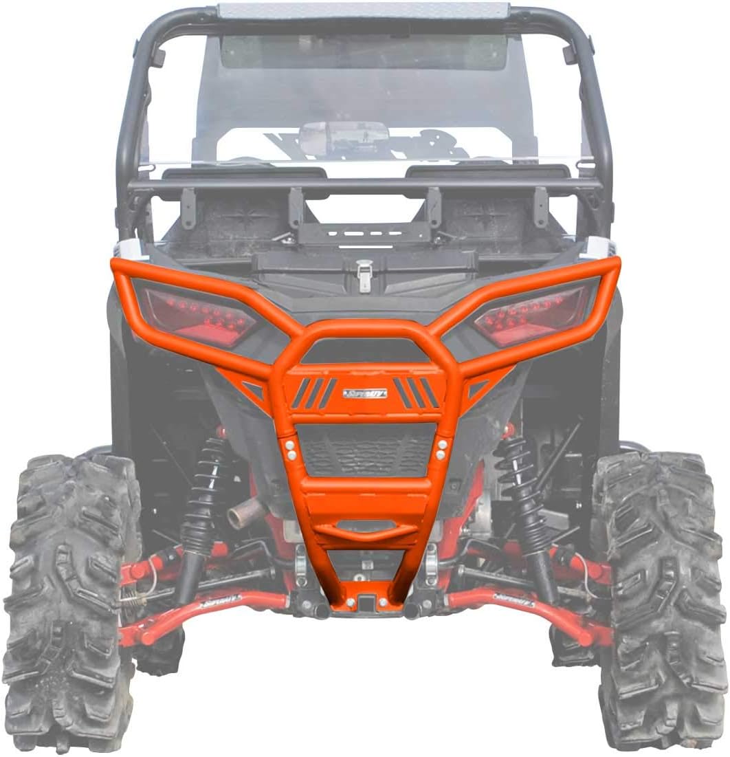 SuperATV Rear Bumper for 2016-2020 Polaris RZR S 1000 - Wrinkle Black - Made of Heavy Duty Steel Tubing - UV Resistant Power Coat Finish - Protects Entire Back End - Bolt-On Mounting - Unique Design