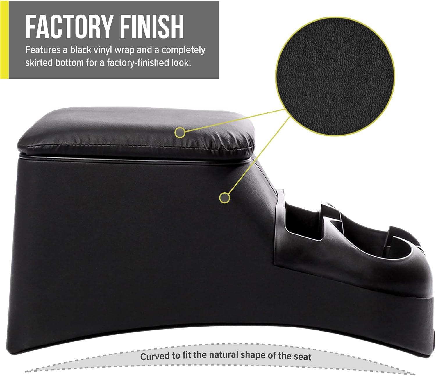 Moblorg Center Console for Truck Bench Seats, Vehicle Organizer, Medium, Vinyl, Made in USA (Black)