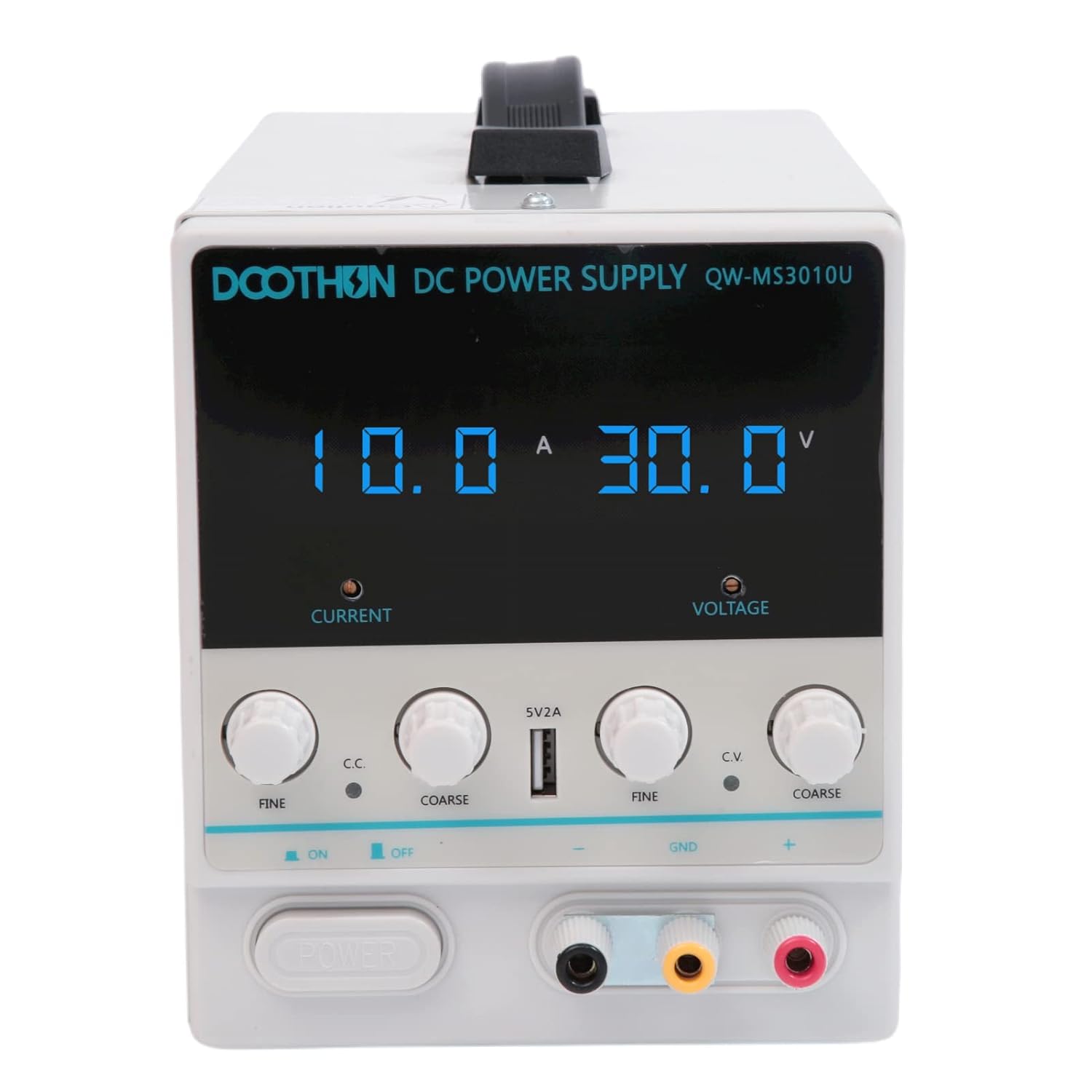 DOOTHUN DC Power Supply Variable Adjustable Switching Regulated Bench Power Supply, 3-Digit LED Display and 5V/2A USB Interface with Alligator Test Line, American Power Cord(30V/10A) Pack of 2