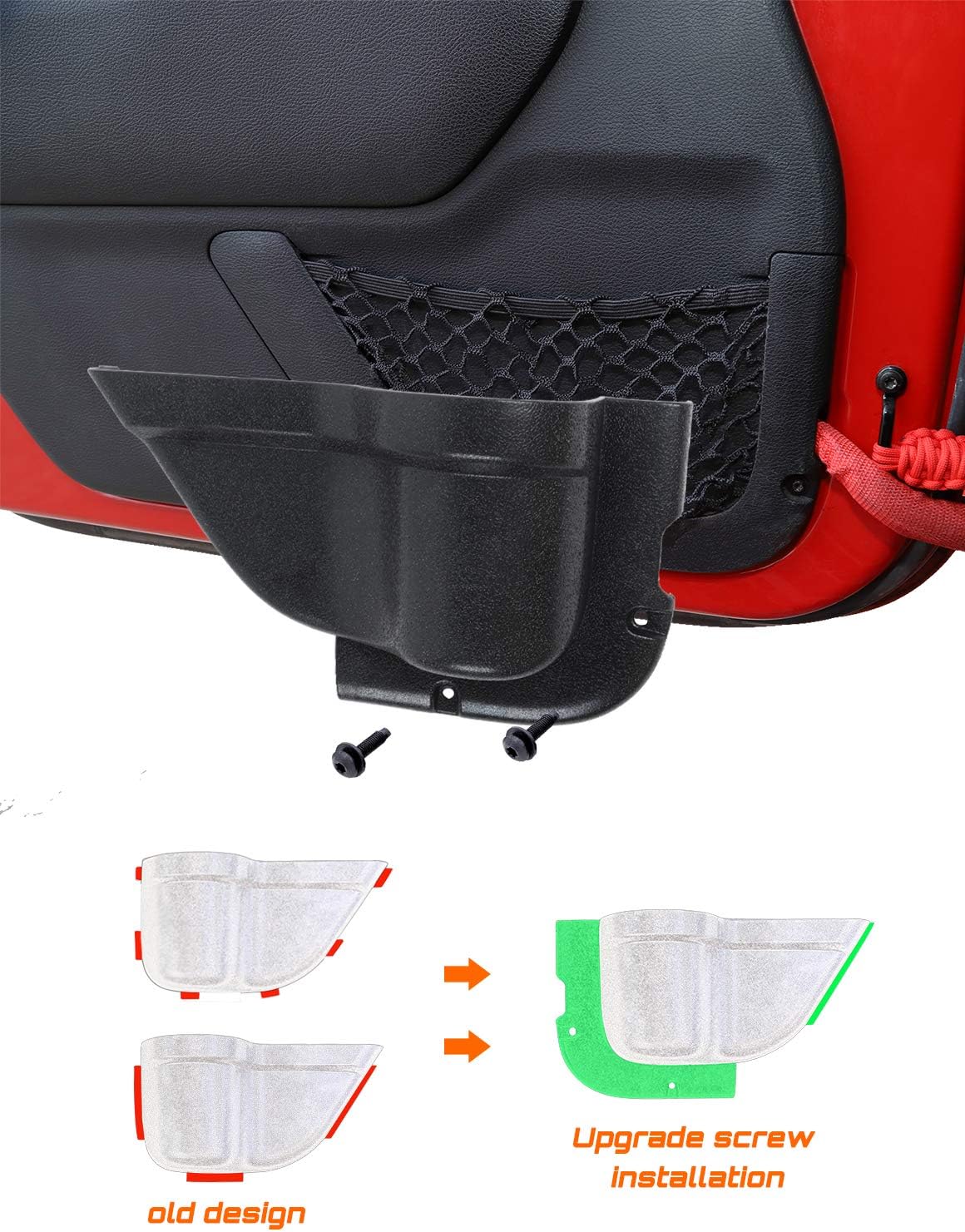 Savadicar DP3 Front Door Storage Pockets, Door Side Insert Organizer Box for 2011-2018 Jeep Wrangler JK JKU 2/4 Door, Interior Storage Expansion Accessories, Black, 2PCS (Latest Upgraded Version)