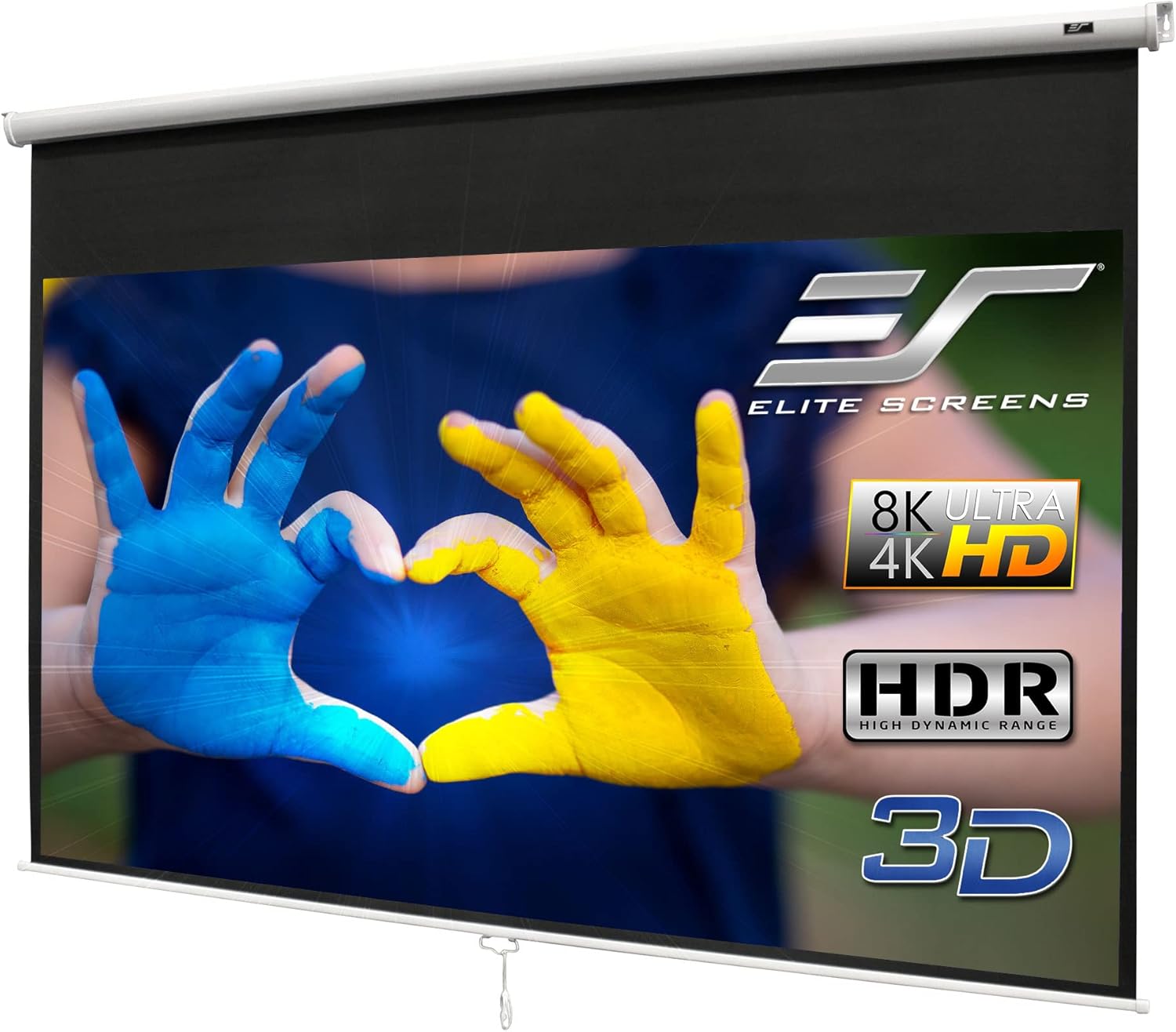 Elite Screens Manual B 100-INCH Manual Pull Down Projector Screen Diagonal 16:9 Diag 4K 8K 3D Ultra HDR HD Ready Home Theater Movie Theatre White Projection Screen with Slow Retract Mechanism M100H Pack of 2