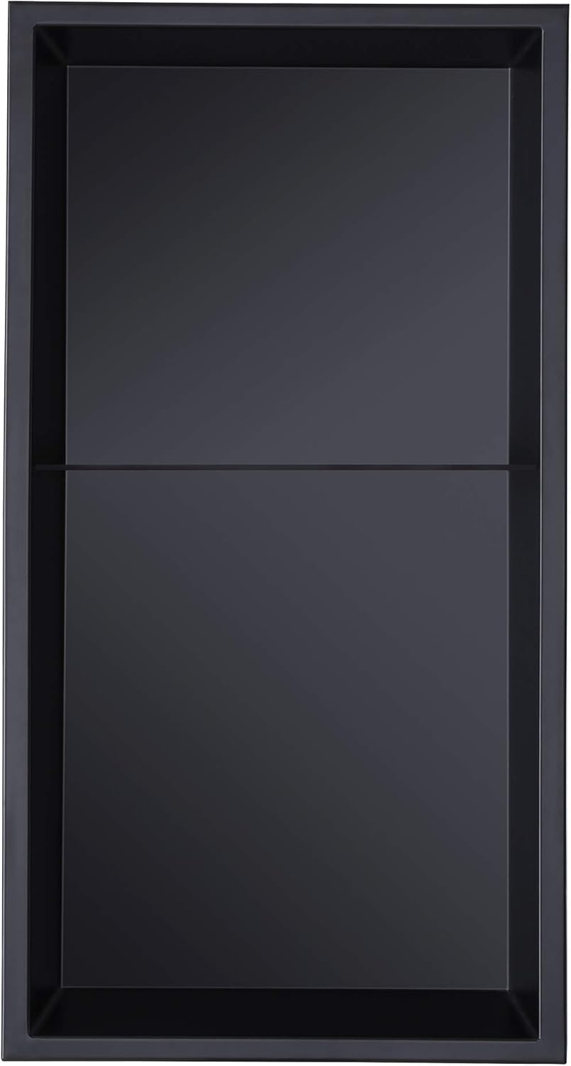 DecoMust 24“ X 12” Stainless Steel Shower Niche Modern and Elegant Design, Easy to Install, Perfect for Shampoo and Soap Storage (Matte Black)