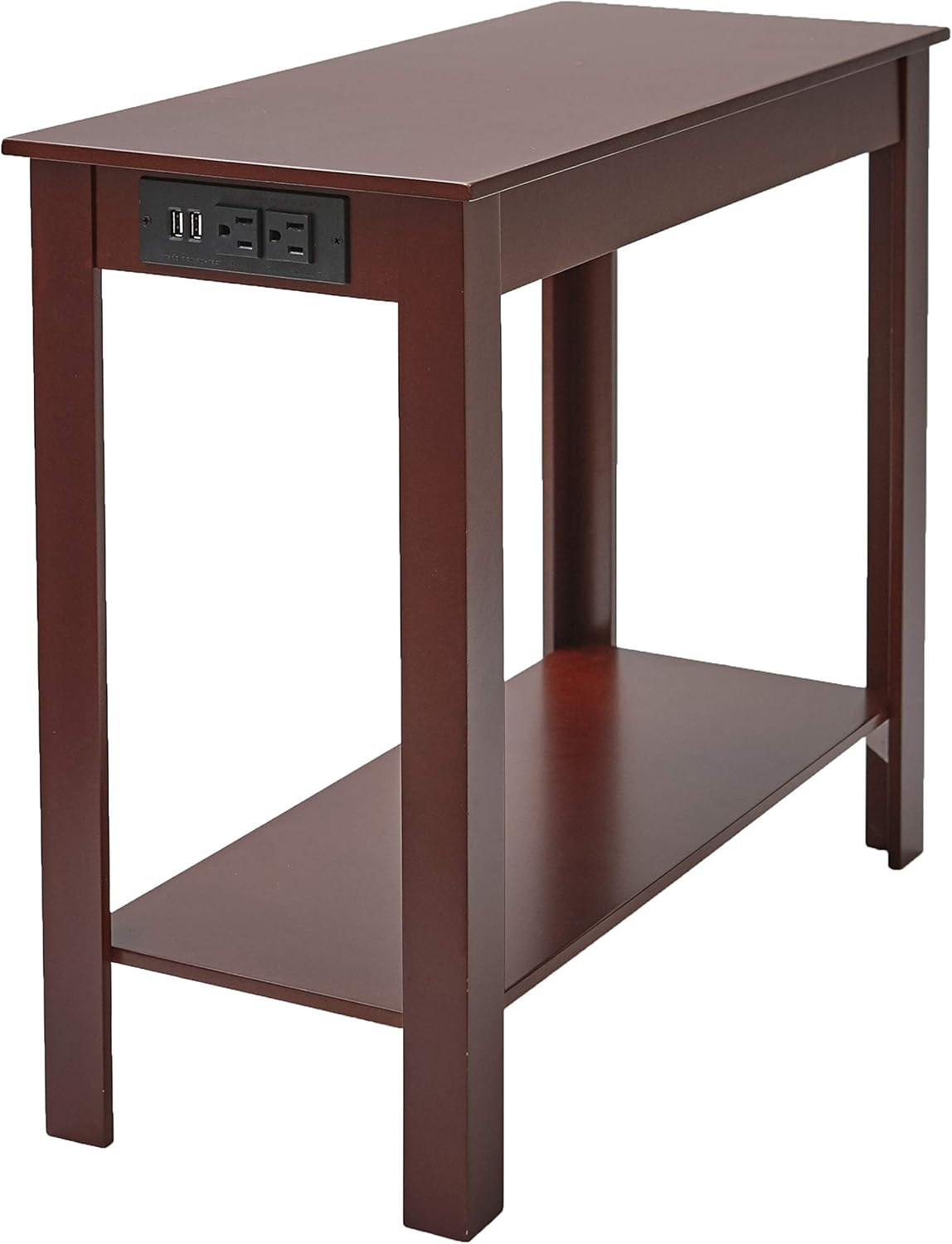 Side Table with Power Station - Office End Table with Outlets - Black Pack of 2