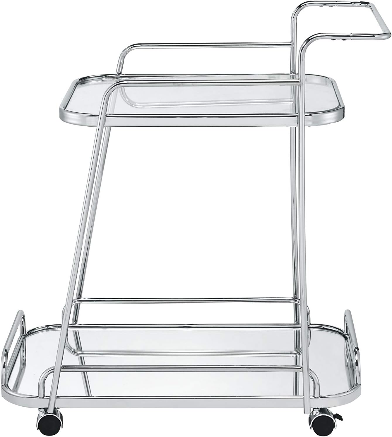 Acme Furniture Aegis Serving Cart, Clear Glass & Chrome Finish