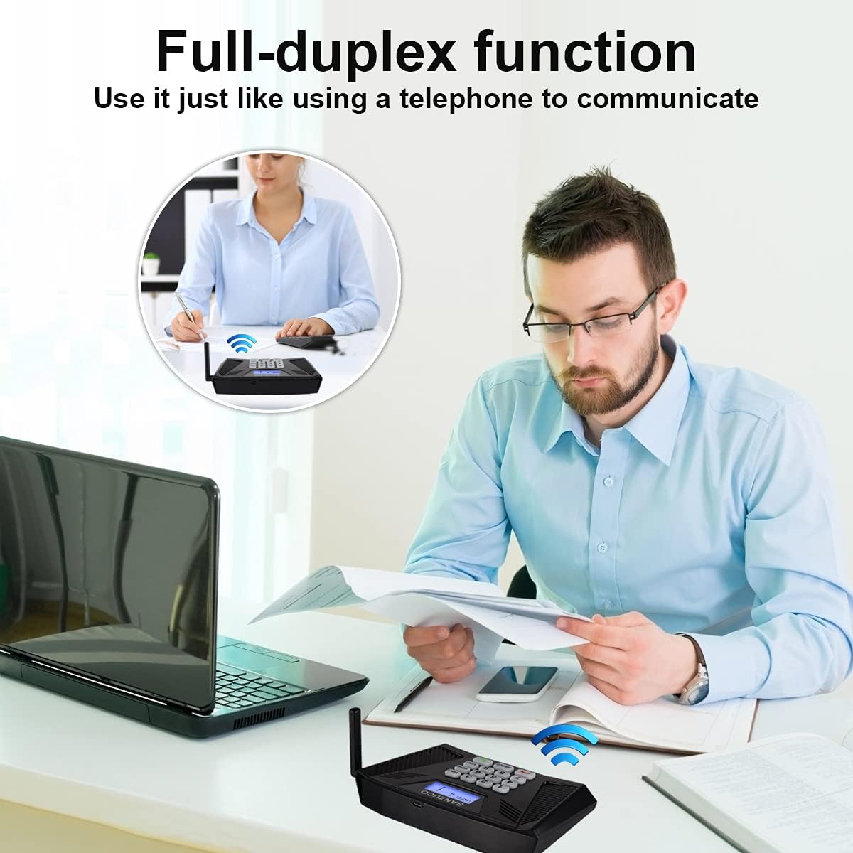 SANZUCO Wireless Intercom, Wireless Intercom System for Home and Office, Hands Free with Crystal Clear Sound Pack 4 Pack of 2