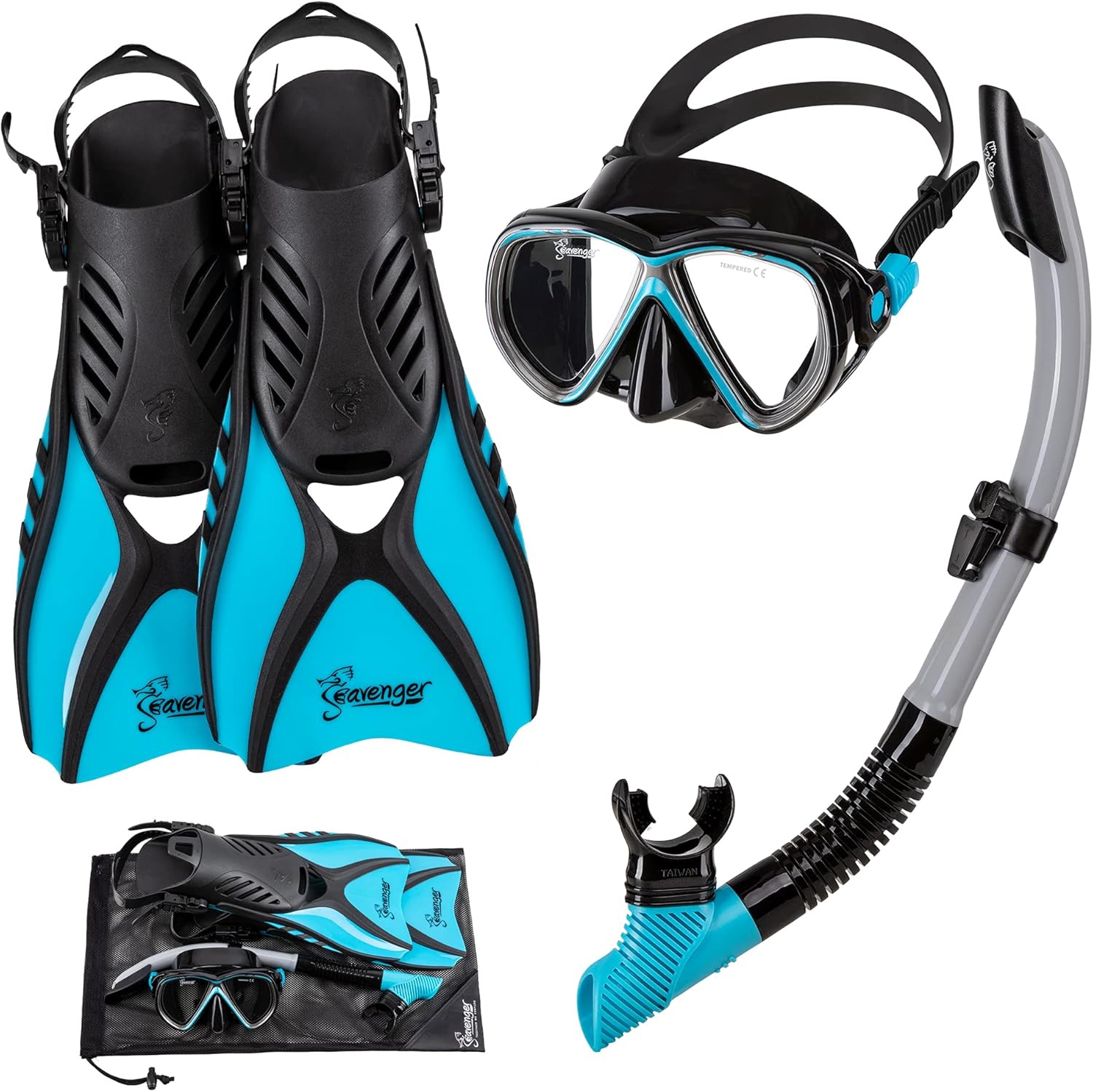 Seavenger Hanalei Anti-Fog 4-Piece Snorkeling Set Pack of 2