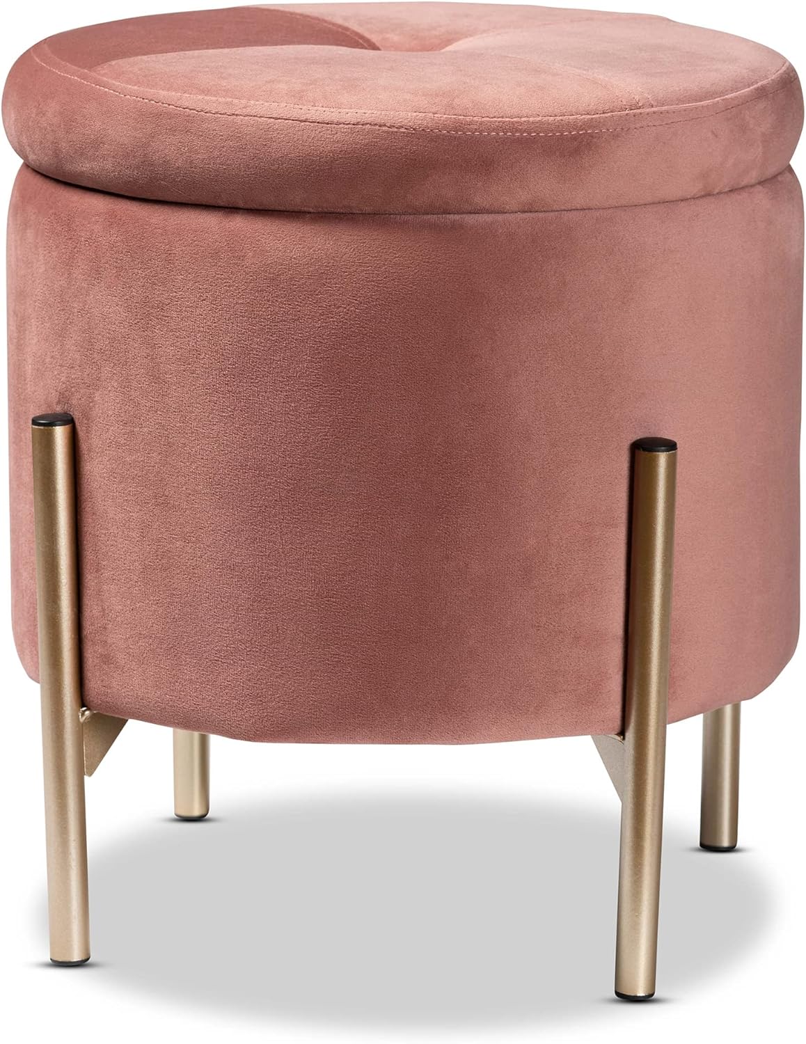 Baxton Studio Malina Ottomans, Pink/Gold Pack of 2