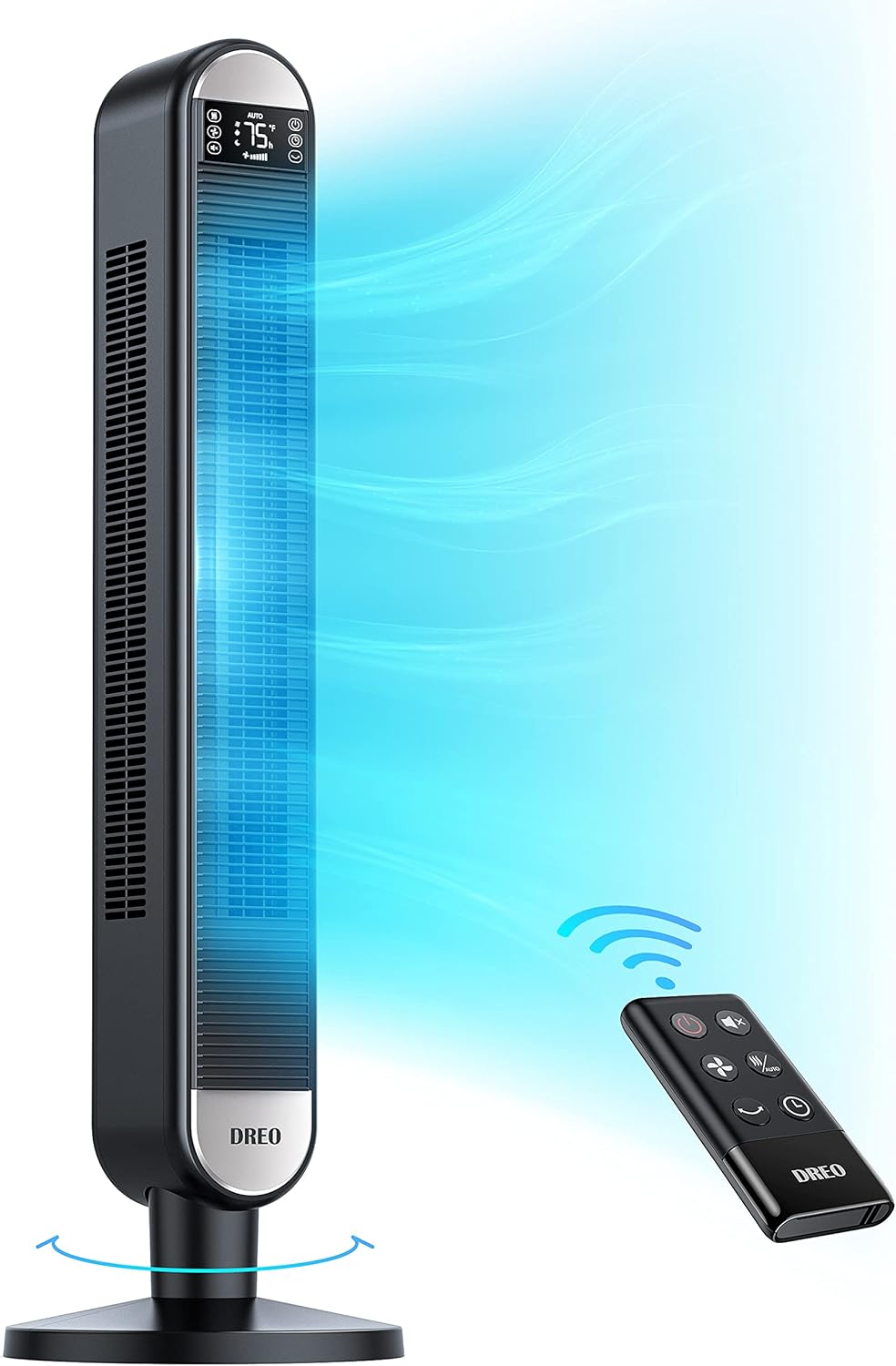 Dreo Tower Fan with Remote, 90° Oscillating Bladeless Fan, 42 Inch, Quiet with 6 Speeds, Large LED Display, Touchpad, 12H Timer, Floor Fans for Bedroom Whole Room Home Office Pack of 2