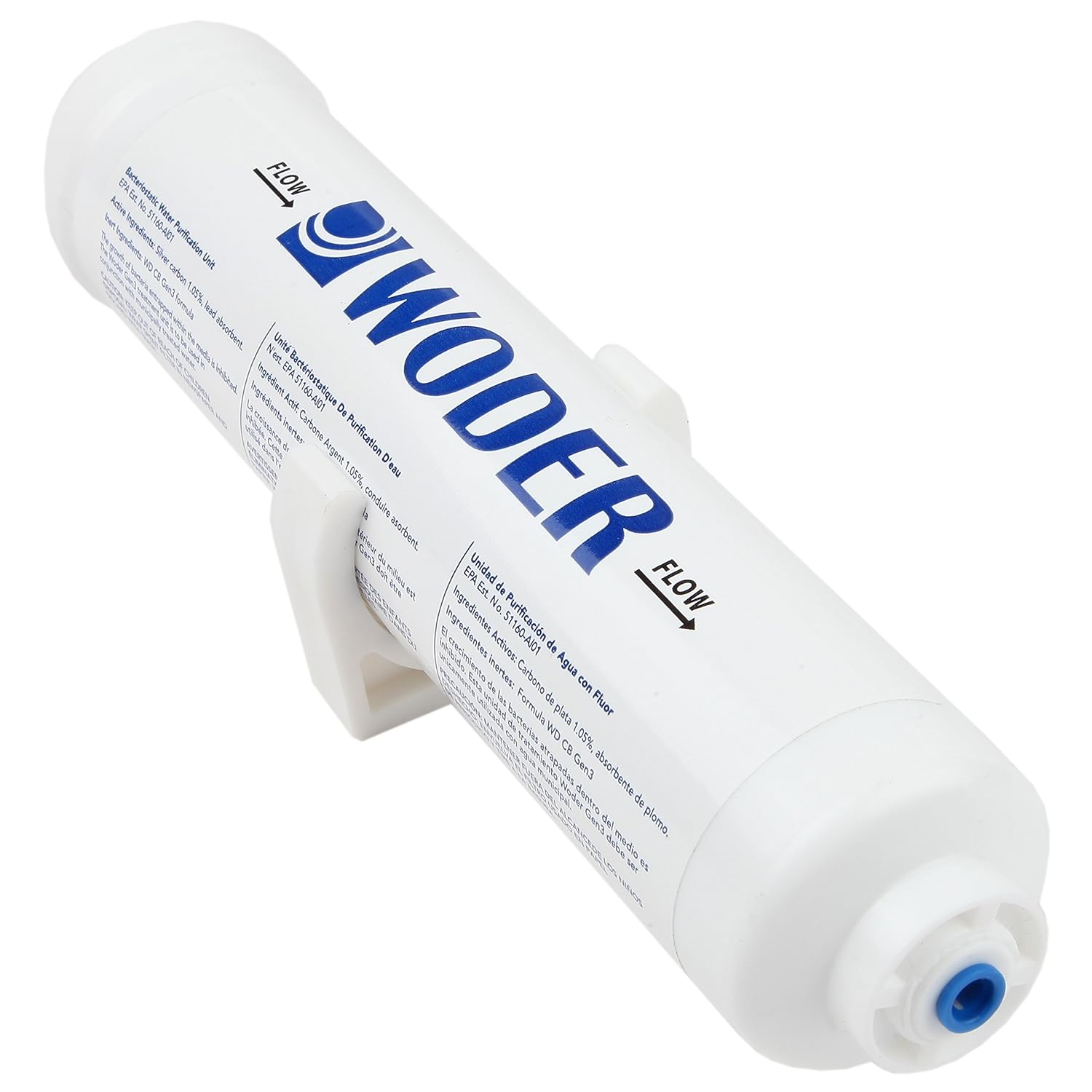 Woder WD-10K-JG Ultra-High Capacity Inline Water Filter with ¼” Built-in JG Fittings (for unbraided ¼” PVC, or 1/8” PEX). WQA Certified Refrigerator Water Filter 10K Gallons. USA Made. Pack of 2