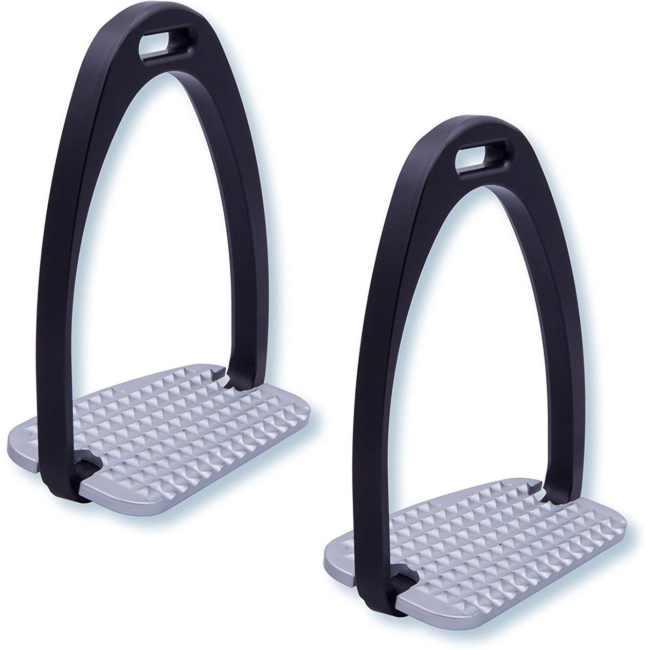 Stubben 1205 Maxi Grip Stirrup Irons - Black Silver