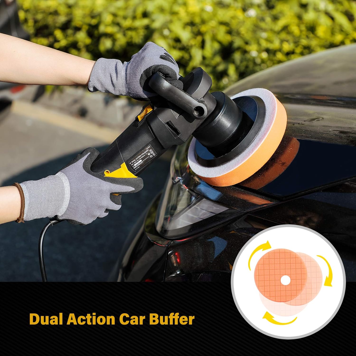 Buffer Polisher, 6 Inch Dual Action Polisher with Variable Speeds, Detachable Handles, Polishing Pads for Car Polishing, Sanding, Waxing, C P CHANTPOWER Pack of 2