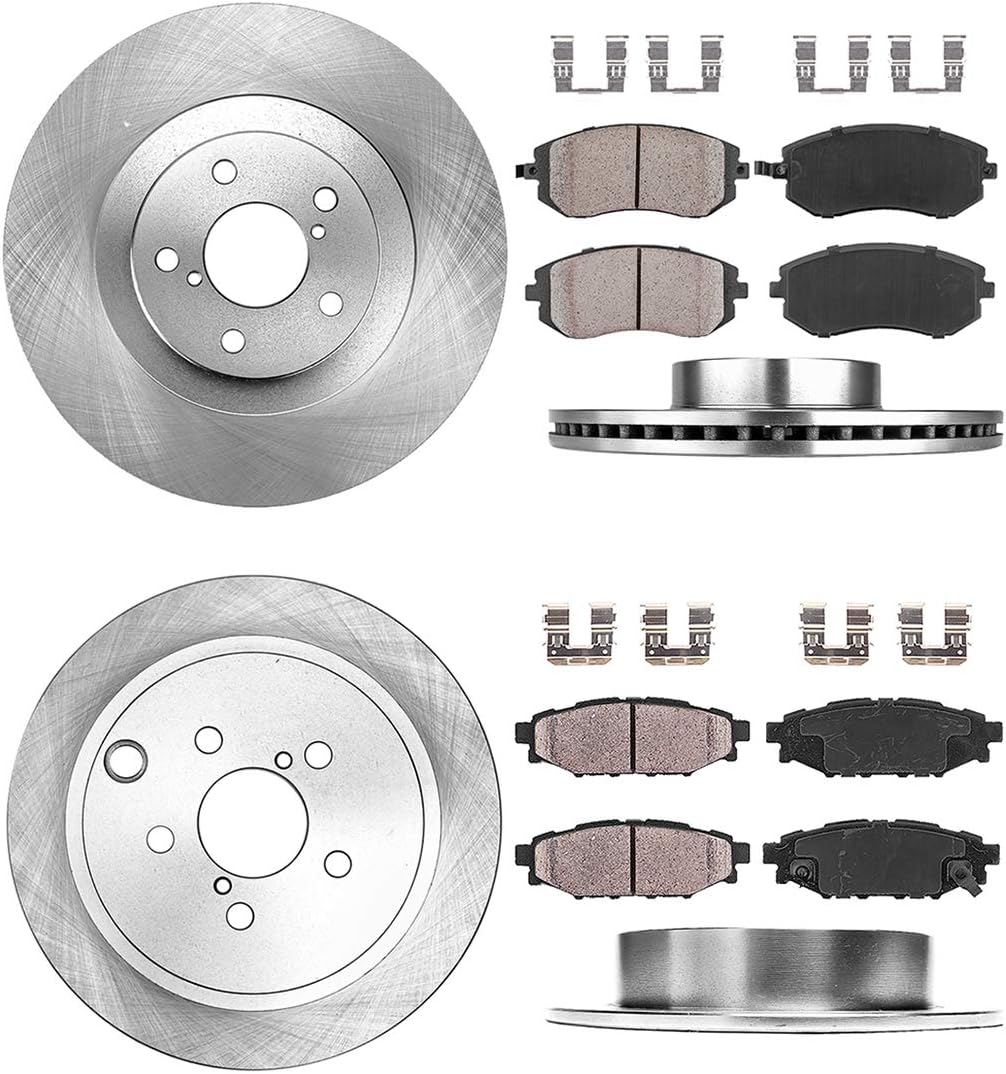 Callahan CRK13488 FRONT 292mm + REAR 286mm Premium OE 5 Lug [4] Rotors + Brake Pads + Clips [fit Forester Impreza Legacy Outback]