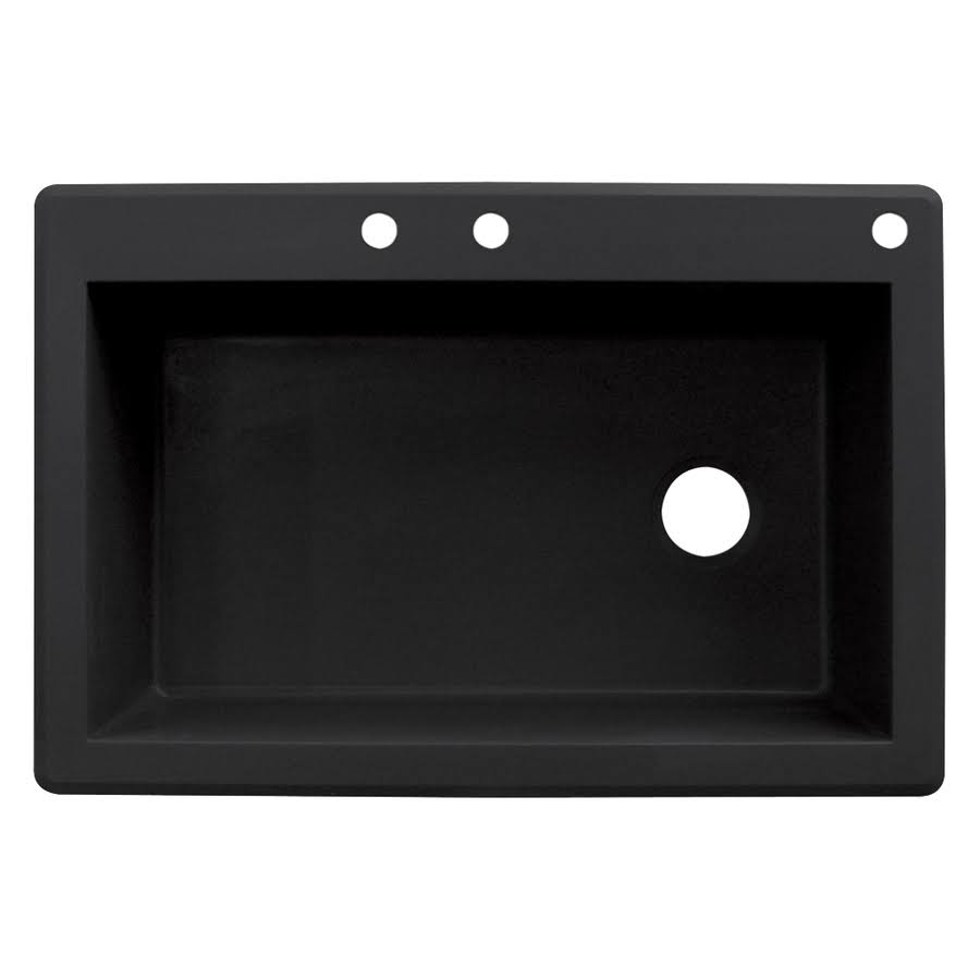 Transolid Radius Drop-In Granite 33 in. 3-Hole Single Bowl Kitchen Sink in Black