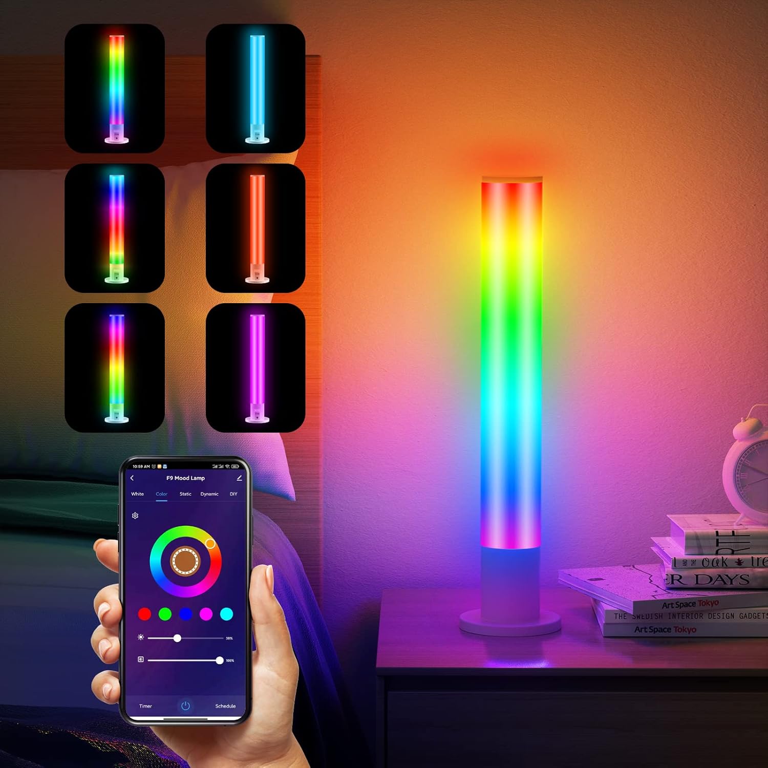 SUNY Smart Corner Floor Lamp, Dimmable RGBW LED Table Bars with 16 Million Colors & 2200k-6500k White Light, Support Alexa & Google Assistant, Sound-Activated Ambient Light for Bedroom Gaming Theater