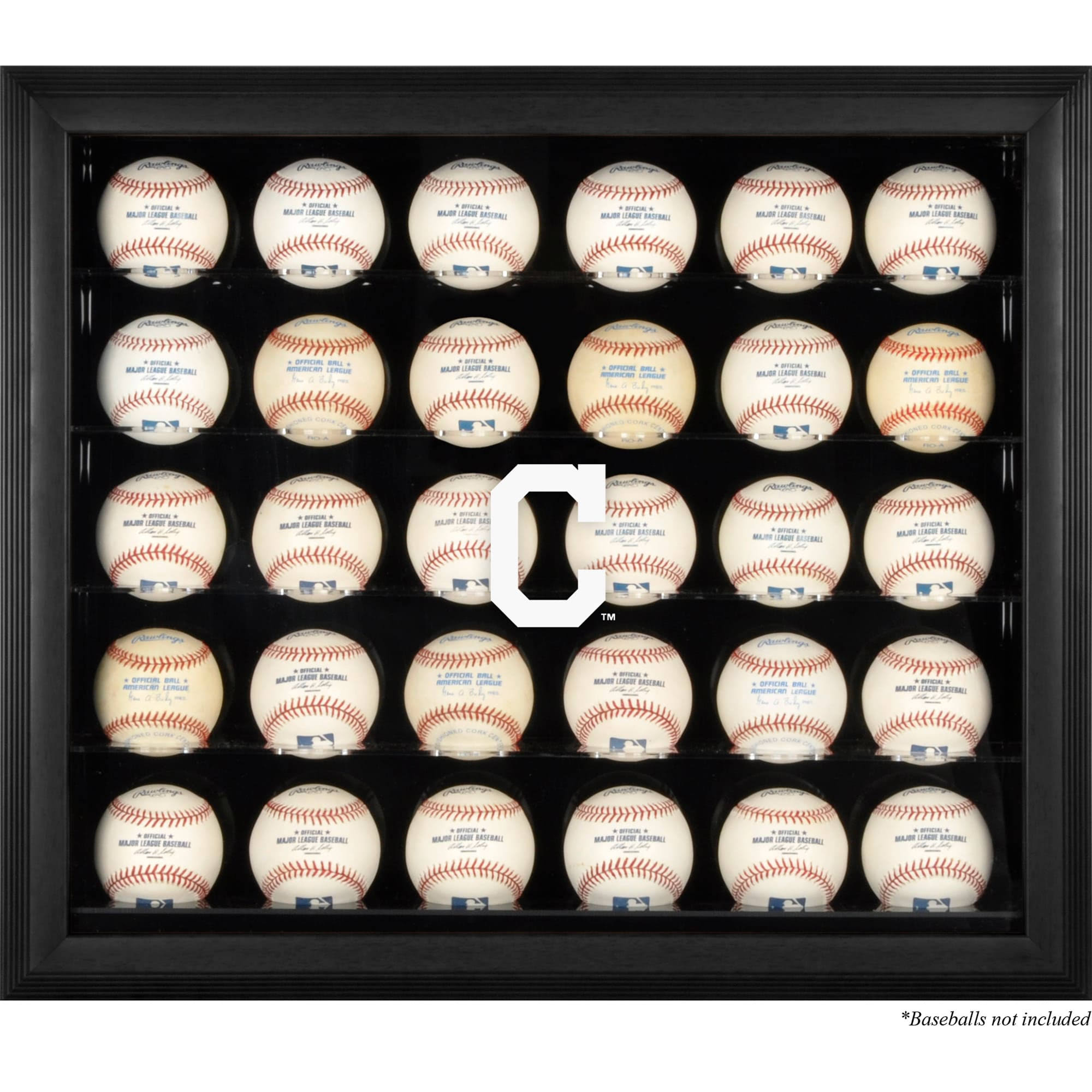Cleveland Indians Logo Black Framed 30-Ball Display Case