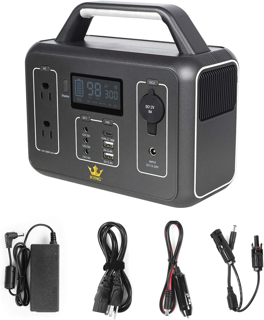 KYNG Portable Power Station Solar Generator Portable Generator 300W / 600w Peak CPAP Emergency Back Up Lithium Battery, 110V AC, Pure Sine Wave, Camping, Fishing, Travel, 280Wh/78000mAh