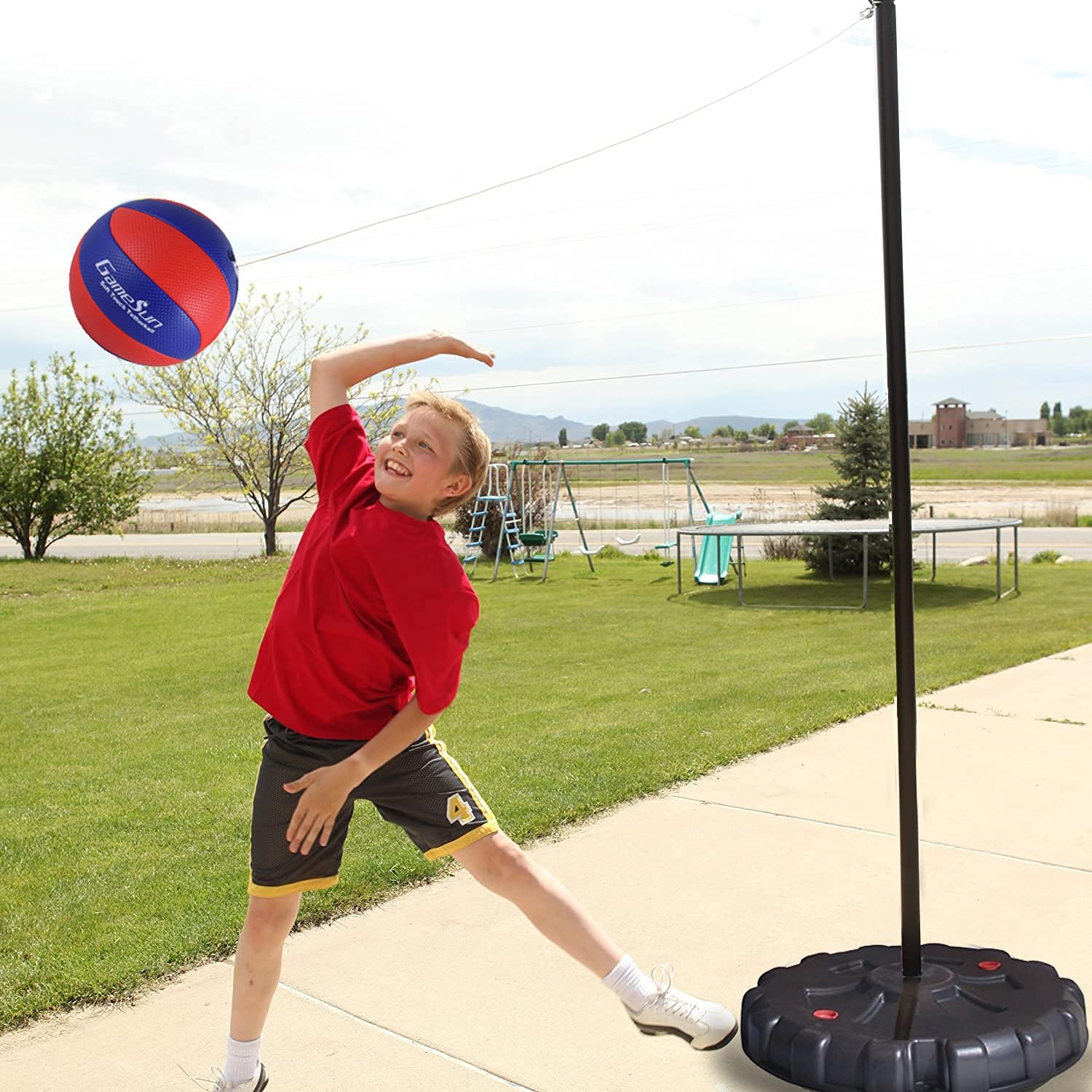 Portable Tetherball Set,Portable Water-Base Tetherball Set with Tetherball, Pole, Rope and Base for Outdoor, Backyard and Family Fun Play