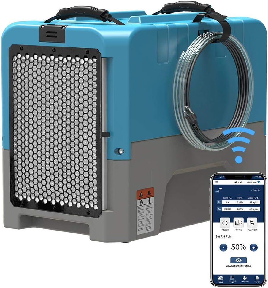 ALORAIR LGR Industrial Commercial Dehumidifier Auto Shut Off with Pump, 5 Years Warranty, Compact, APP Control, cETL Listed, up to 180 PPD (Saturation), for Garages, and Flood Restoration, Blue