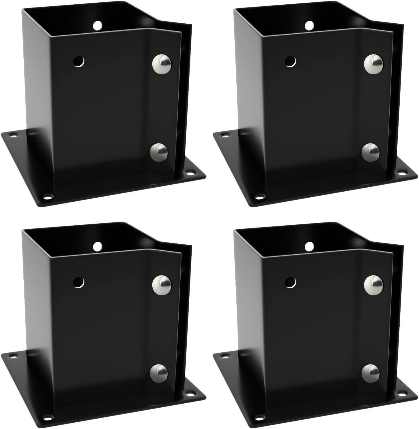 Gtongoko Post Anchor Base 4 Pack, Heavy Duty Bolt Down Post Bracekts 4 x 4 Inch (Inner Diameter 3.5 x3.5 Inches), Metal Black Powder Coated Wood Post