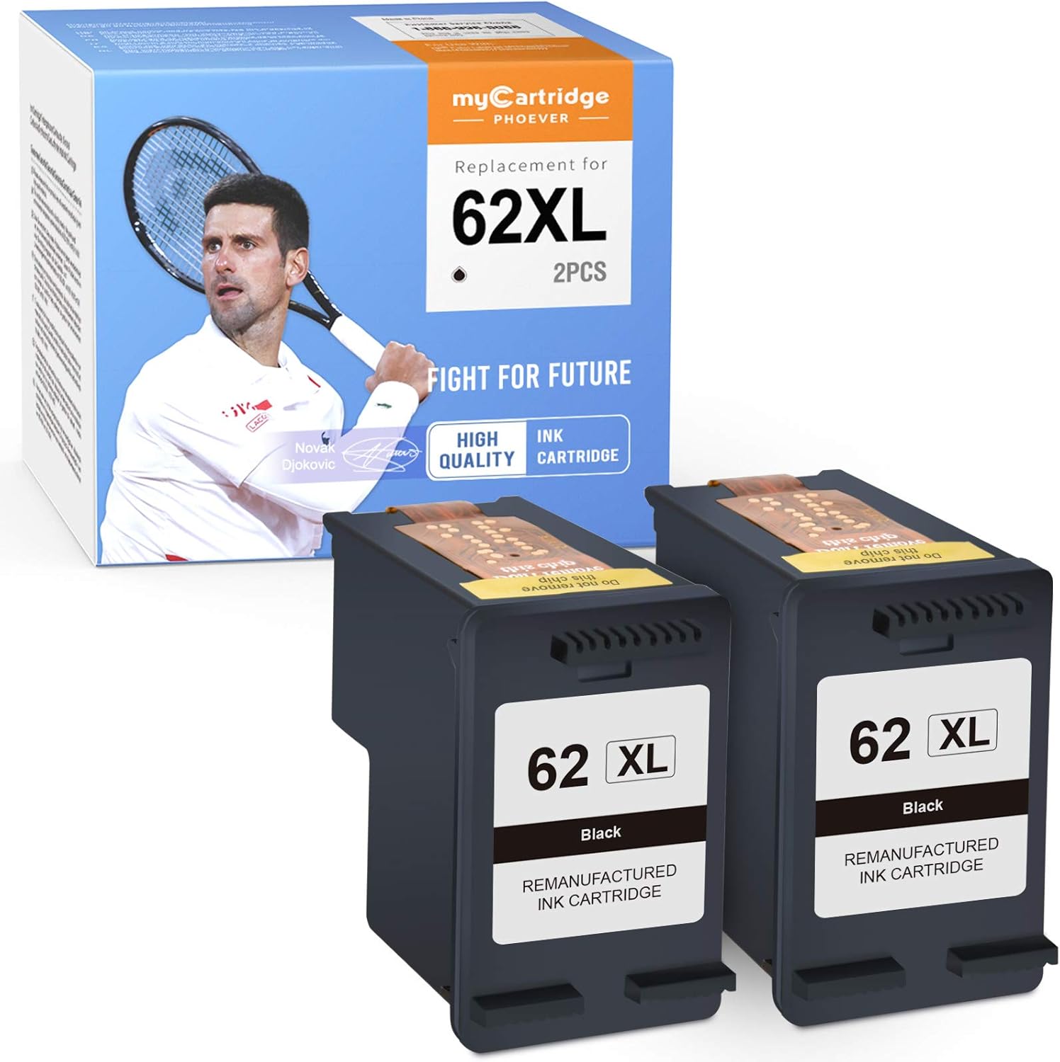 myCartridge PHOEVER Remanufactured Ink Cartridge Replacement for HP 62XL 62 XL C2P05AN C2P07AN for OfficeJet 200 250 Envy 5660 7640 7645 5740 5540 5642 5746 5642 5643 5745 5640 Printer (Black, 2-Pack) Pack of 2