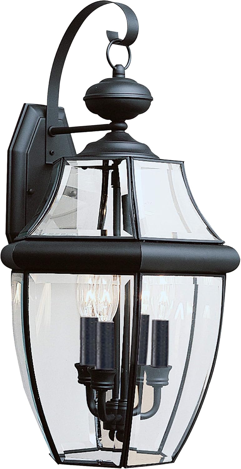 Sea Gull Lighting 8040-12 Lancaster Outdoor Wall Lantern Outside Fixture, Three - Light, Black
