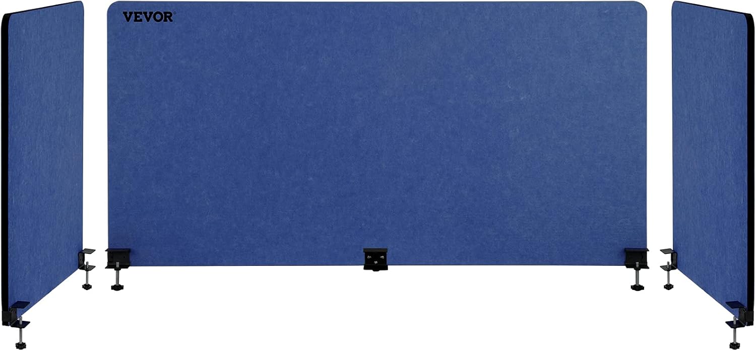 VEVOR Desk Divider 60''X 24''(1) 24''X 24''(2) Desk Privacy Panel 3 Steel Blue Flexible Mounted Desk Panels Reduce Noise and Visual Distractions for Office Classroom Studying Room