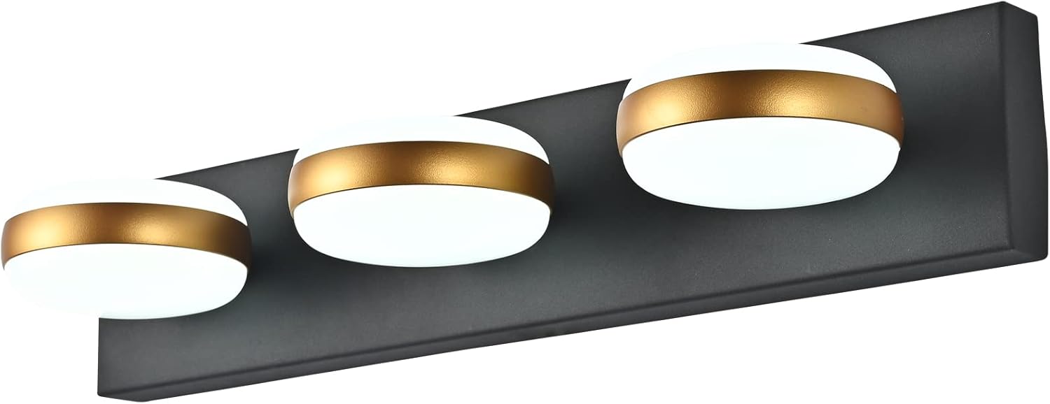 Bathroom Vanity Lights LED Modern Black 3 Lights Bathroom Light Fixtures Over Mirror Fixture Wall Light Cold White 6000K
