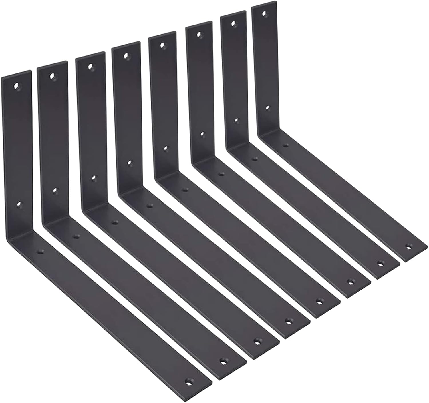 Shelf Brackets 12 Inch L Brackets for Shelves Heavy Duty Black Wall Brackets for Shelves 5mm Thick Metal Bracket Support for Shelf with Screws Pack of 2